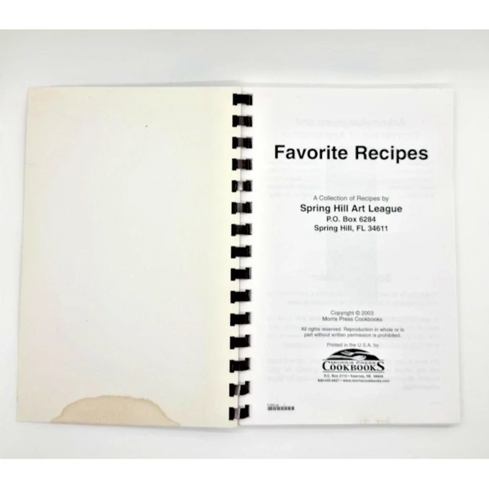 Spring‎ Hill, Florida Art League Recipe Book Cookbook 2007